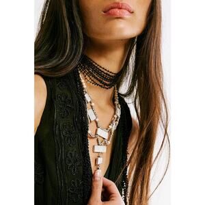 Free People Lately Layered Beaded Pendant Necklace NWT